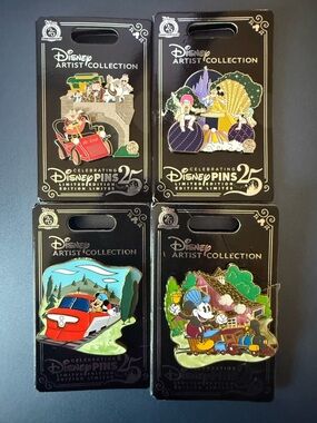 Disney Artist Collection Enamel Pin Set of 4